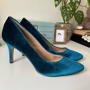 Elegant Teal Velvet Women's Heels